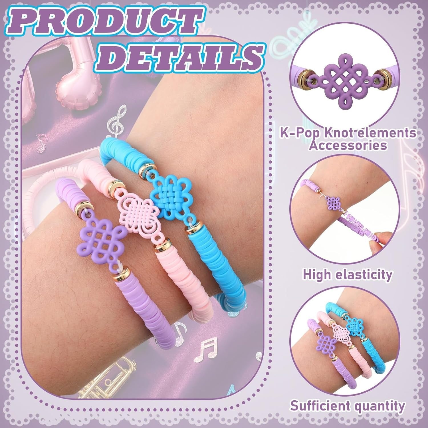 Handmade Knot Bracelet In Natural Pink Soft Clay, Unisex Design