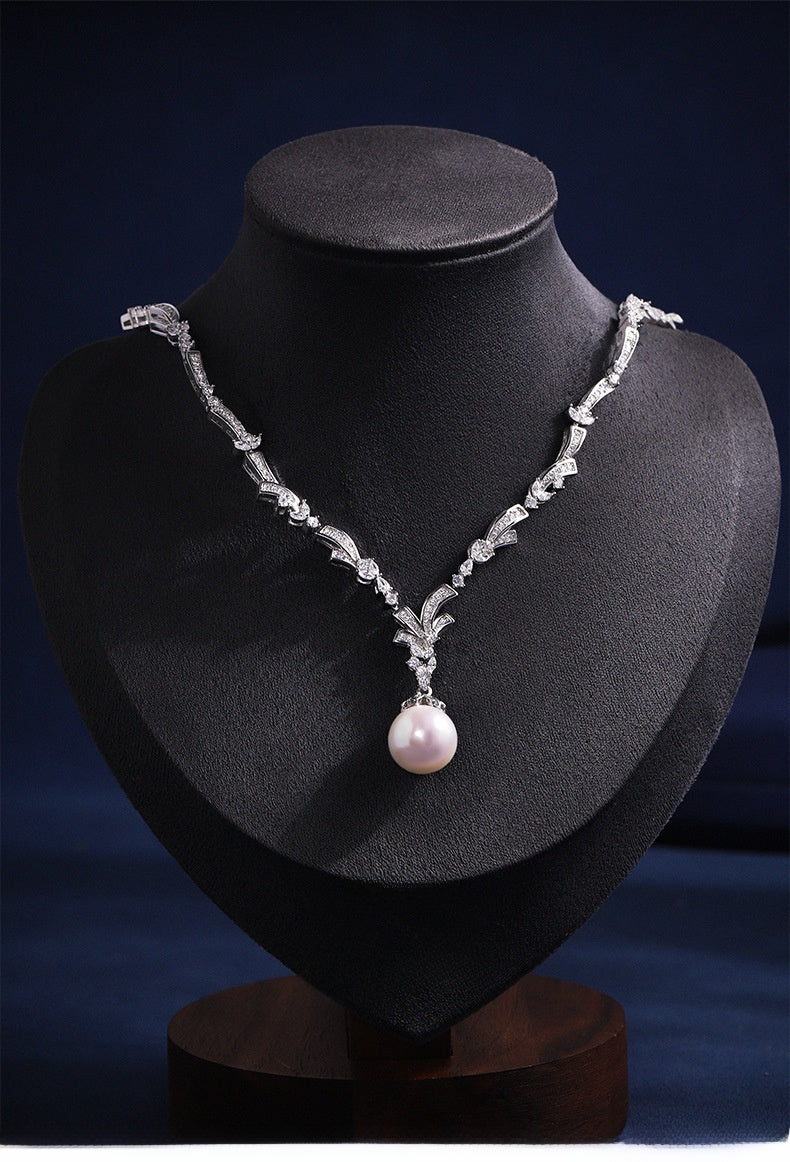 Freshwater Pearl Y-Necklace Lariat Necklace For Women With Electroplated Silver Plated Beaded Chain