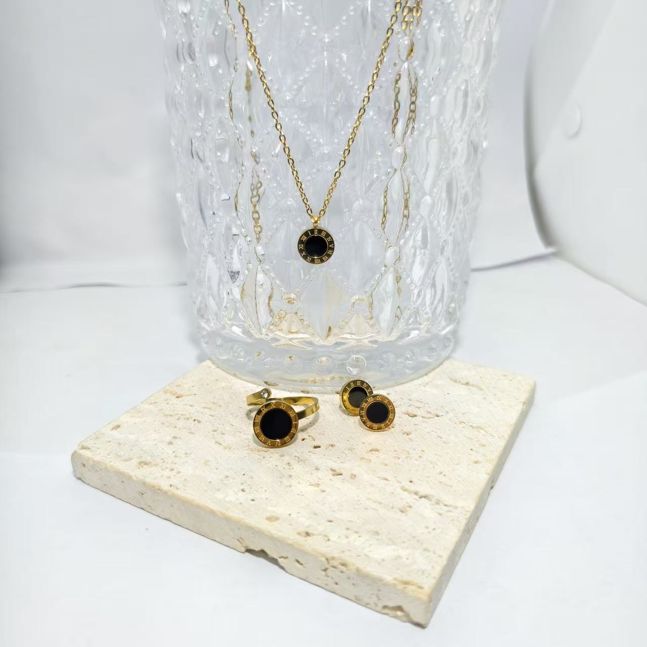 Heart Shape Jewelry Set For Women With Hypoallergenic 304 Stainless Steel, 18K Real Gold Plated, PVD Coated, Featuring Slider Chain