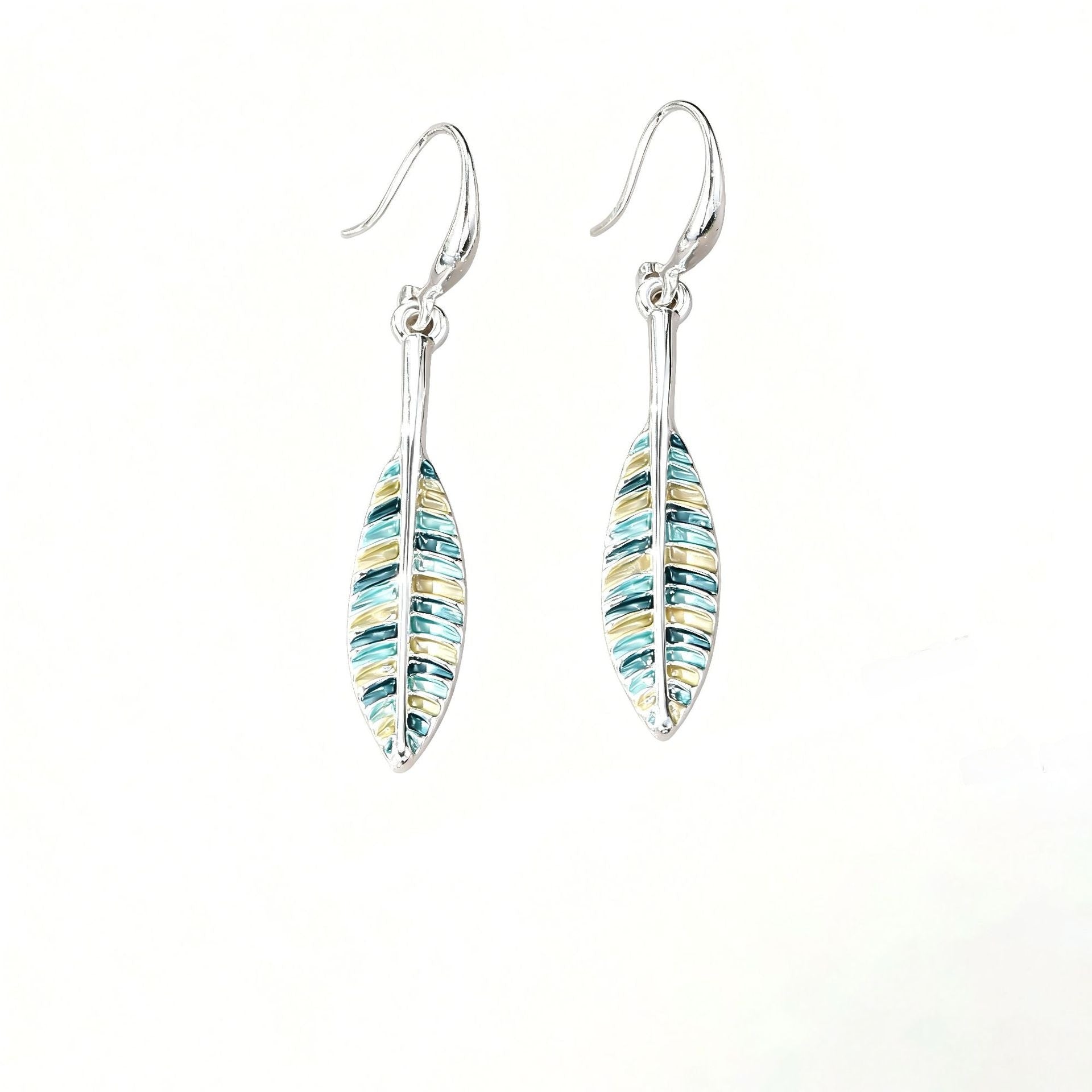 Leaves Enamel Stud Earrings For Women With 304 Stainless Steel Pins In Green Zinc Alloy
