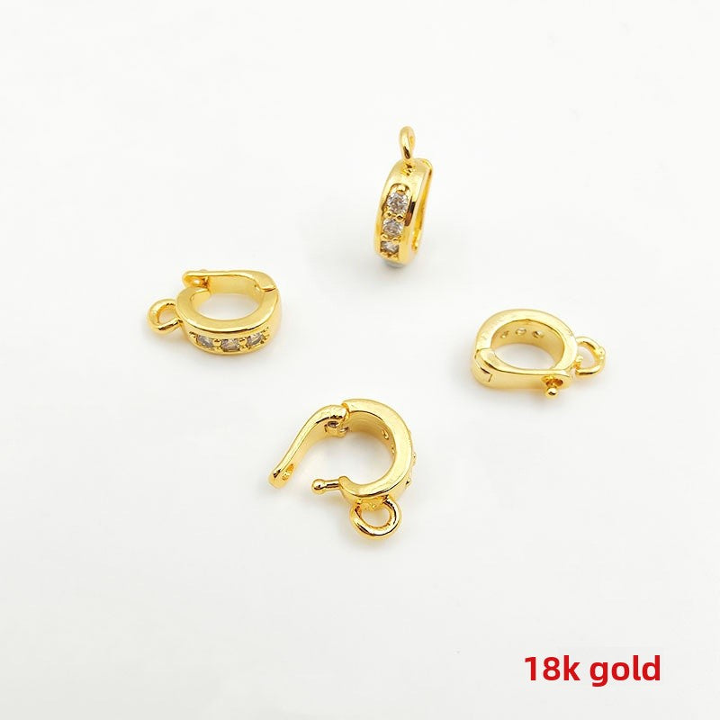 Copper Jewelry Buckle With 18K Real Gold Plated Electroplated Finish Featuring Zircon Inlay In Gold For Commute Style