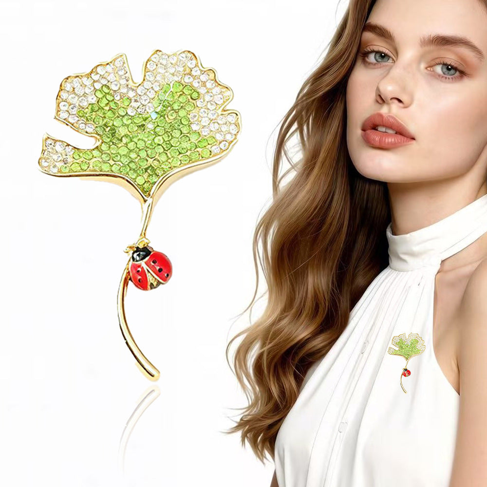 Leaf Pin Made Of Alloy With Electroplated Finish