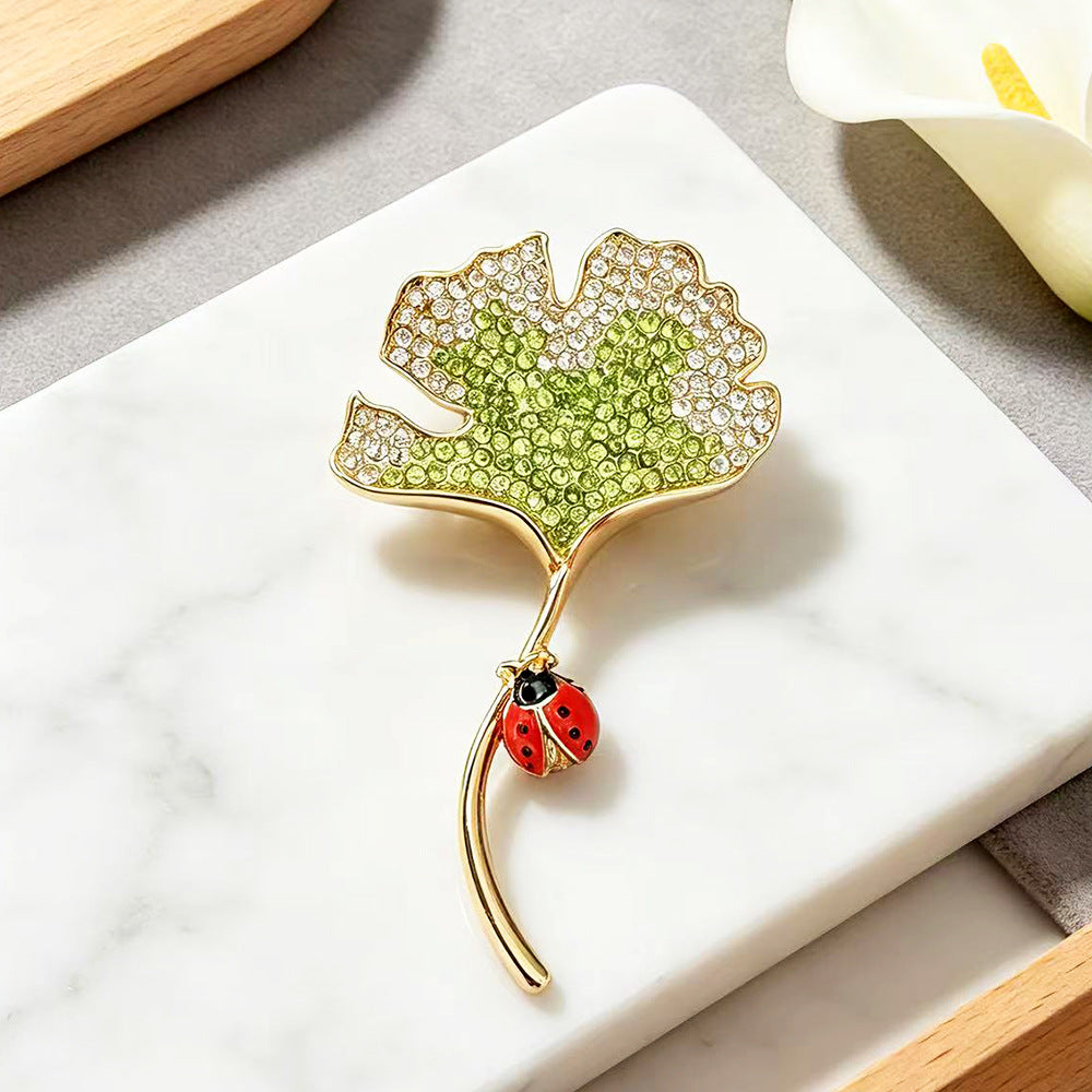 Leaf Pin Made Of Alloy With Electroplated Finish