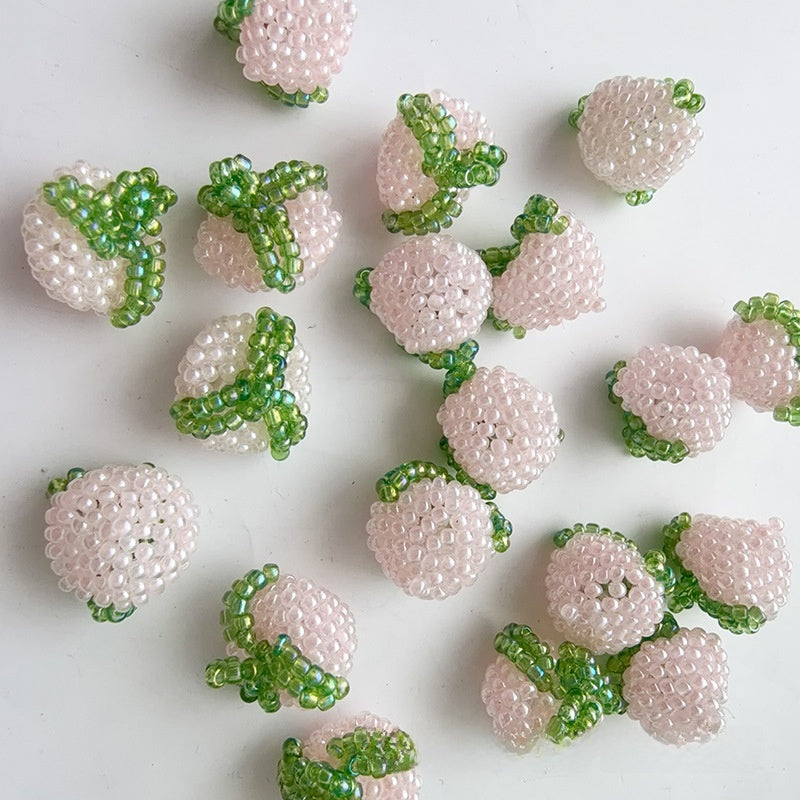Handmade Strawberry Pendant With Beads In Natural Pink, Sweet Style Jewelry Accessories
