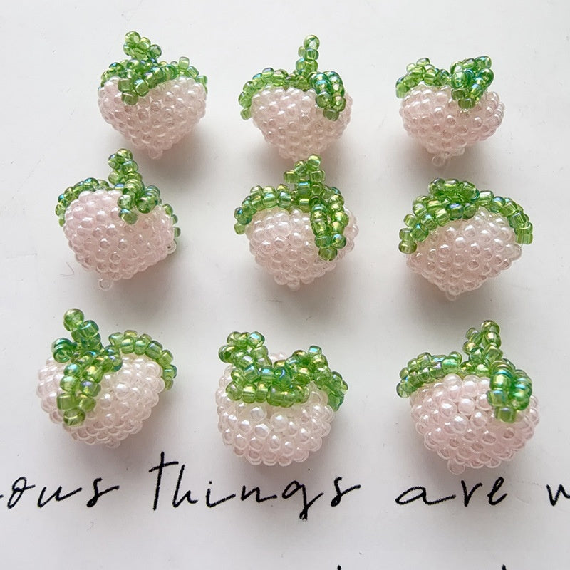 Handmade Strawberry Pendant With Beads In Natural Pink, Sweet Style Jewelry Accessories
