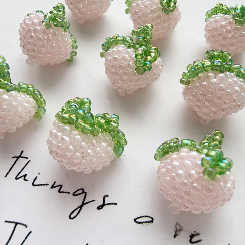 Handmade Strawberry Pendant With Beads In Natural Pink, Sweet Style Jewelry Accessories