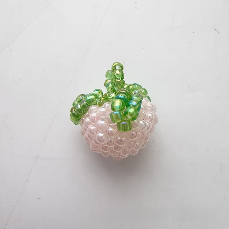 Handmade Strawberry Pendant With Beads In Natural Pink, Sweet Style Jewelry Accessories