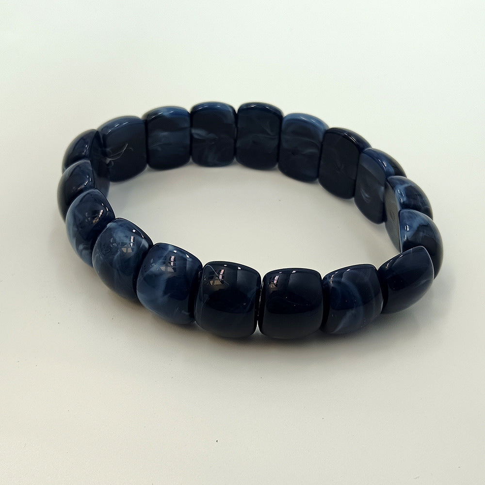 Geometric Ombre Acrylic Bangle In Maillard Style With Elastic String And Electroplated Finish For Women