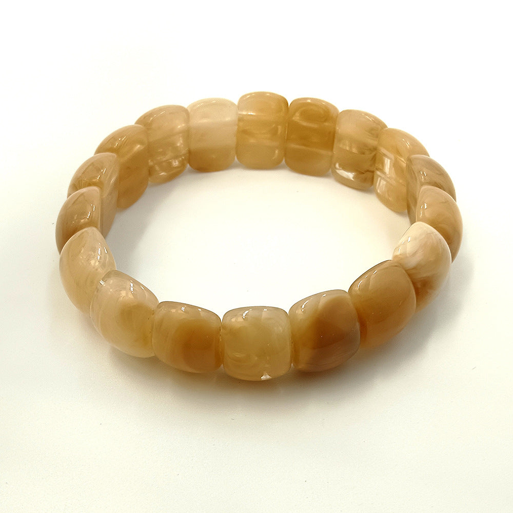 Geometric Ombre Acrylic Bangle In Maillard Style With Elastic String And Electroplated Finish For Women