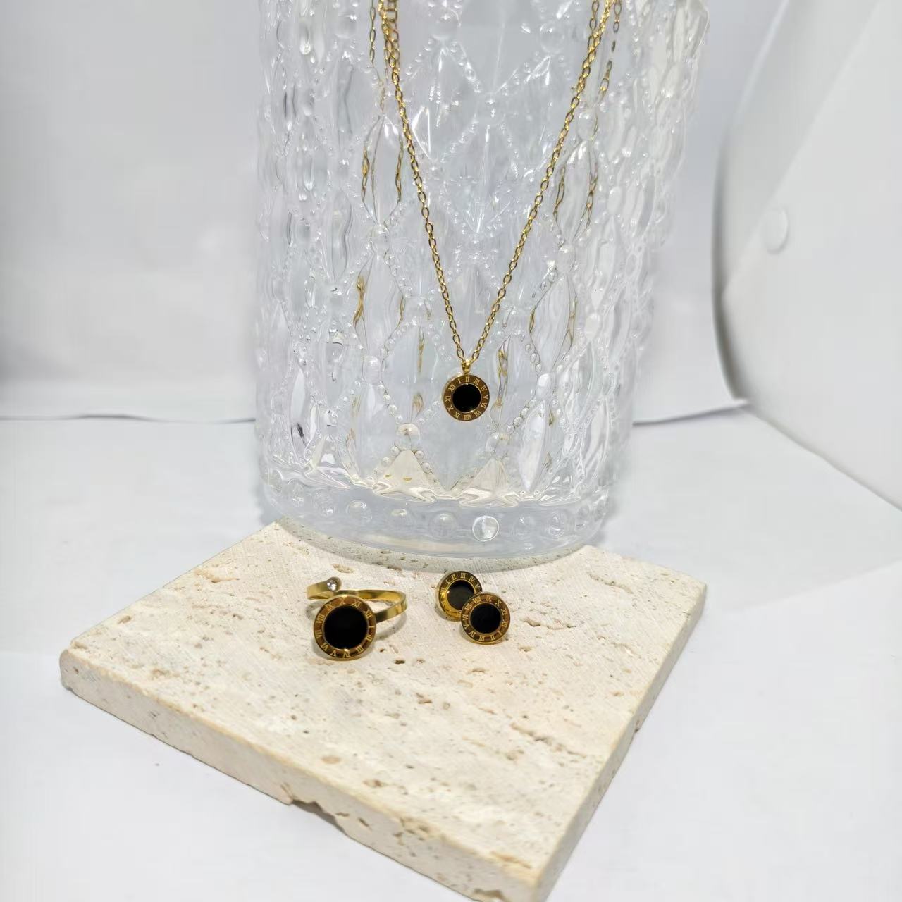 Heart Shape Jewelry Set For Women With Hypoallergenic 304 Stainless Steel, 18K Real Gold Plated, PVD Coated, Featuring Slider Chain