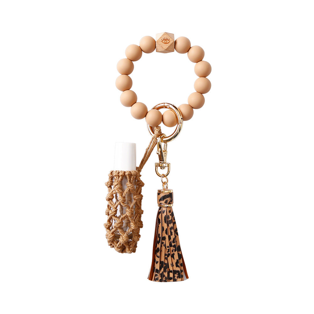 Leopard Print Eye Key Chain With Beading Craft, Made Of Durable Silica Gel