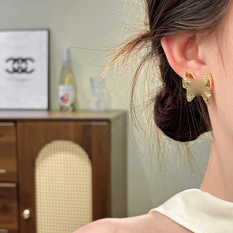 Gold Bow Tie Earrings For Women Featuring Copper Ear Pins In Sweet Style