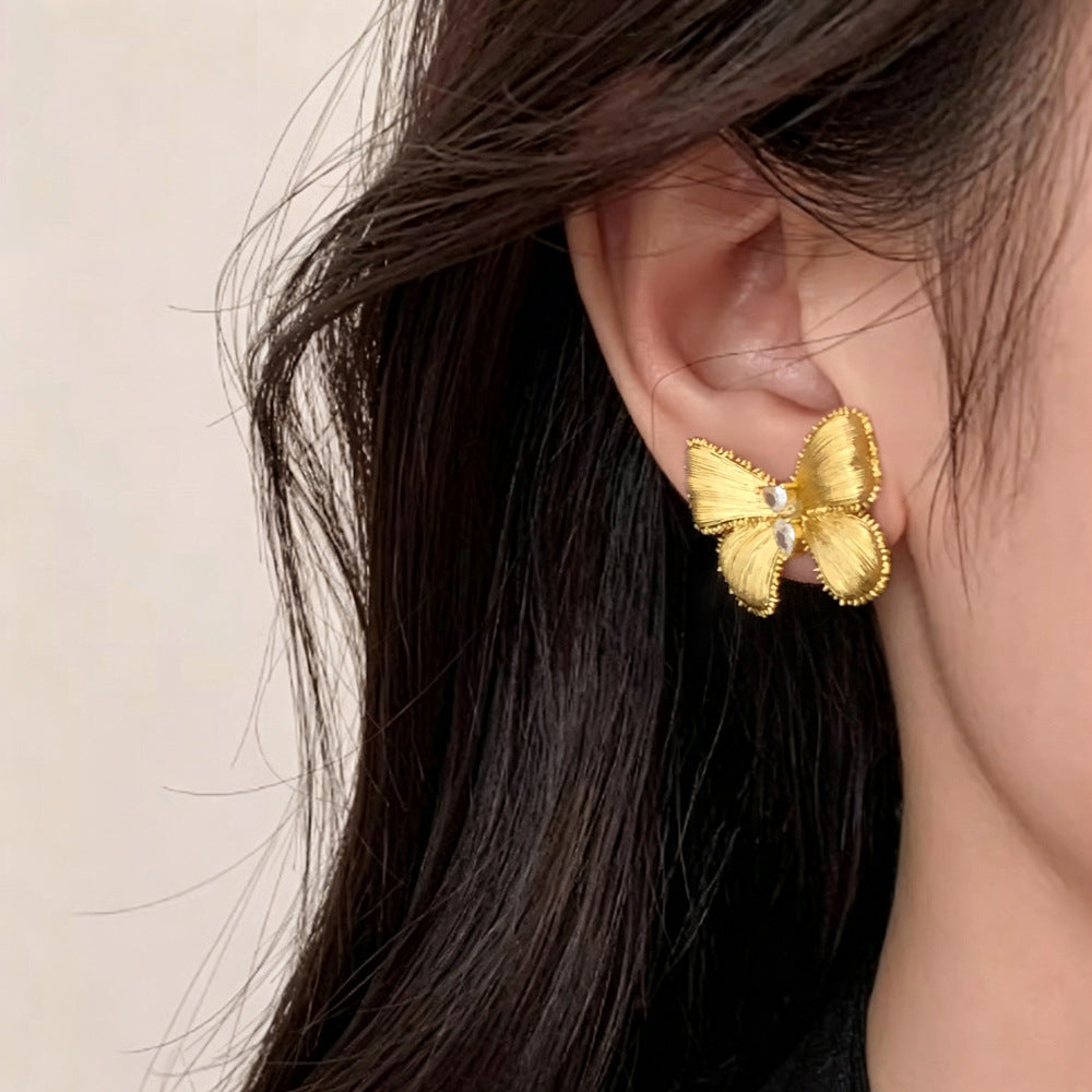 Gold Bow Tie Earrings For Women Featuring Copper Ear Pins In Retro Style