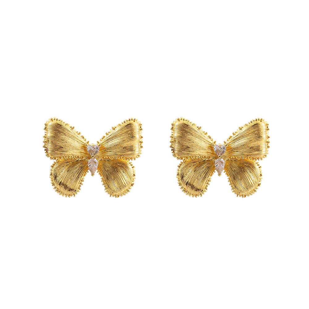 Gold Bow Tie Earrings For Women Featuring Copper Ear Pins In Retro Style