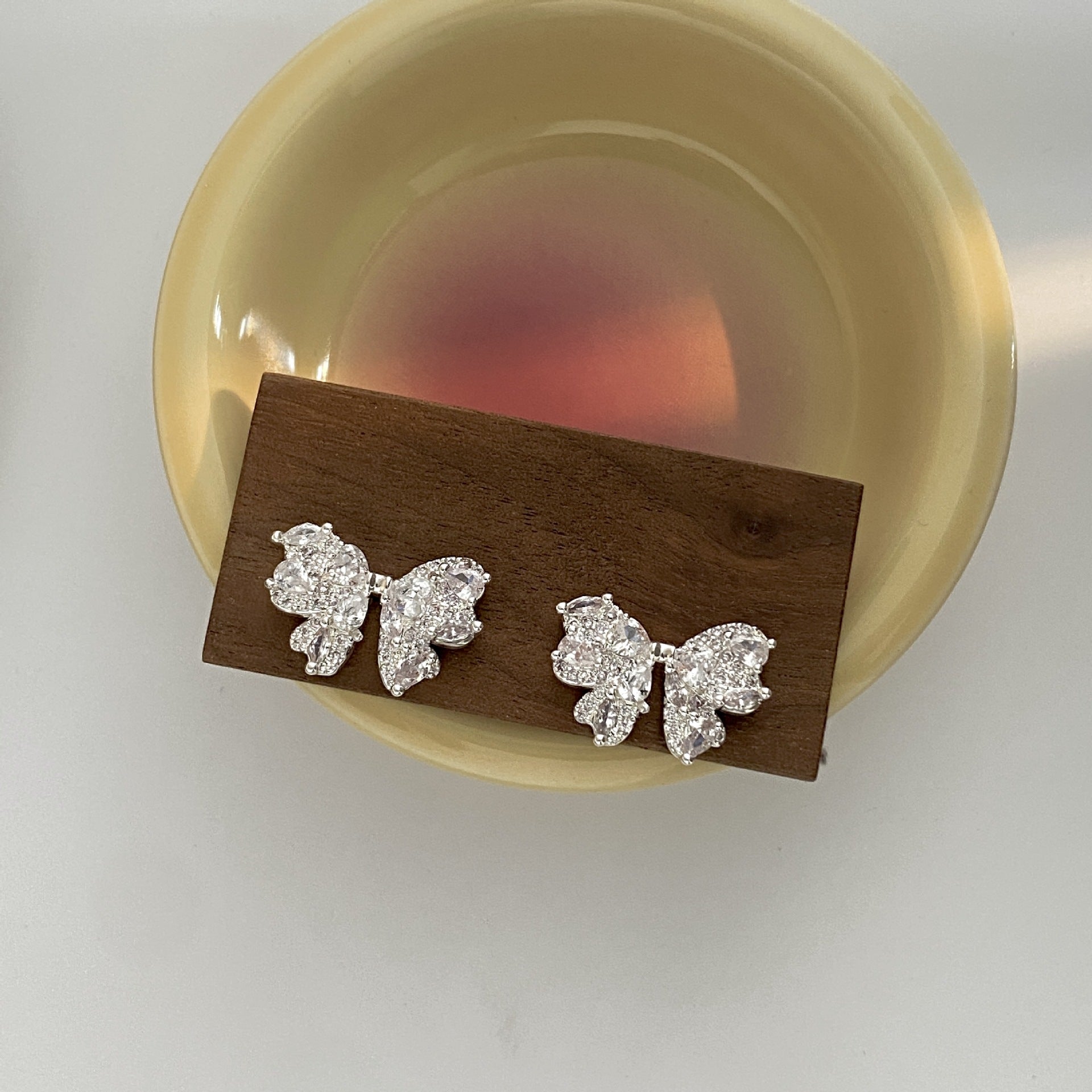 Gold Bow Tie Earrings For Women Featuring Electroplated Finish And Copper Ear Pins In Sweet Style