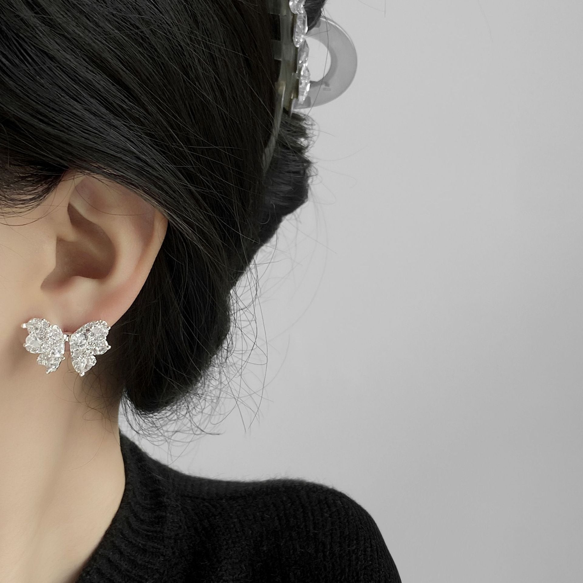 Gold Bow Tie Earrings For Women Featuring Electroplated Finish And Copper Ear Pins In Sweet Style