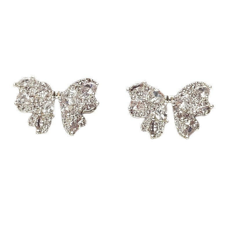 Gold Bow Tie Earrings For Women Featuring Electroplated Finish And Copper Ear Pins In Sweet Style