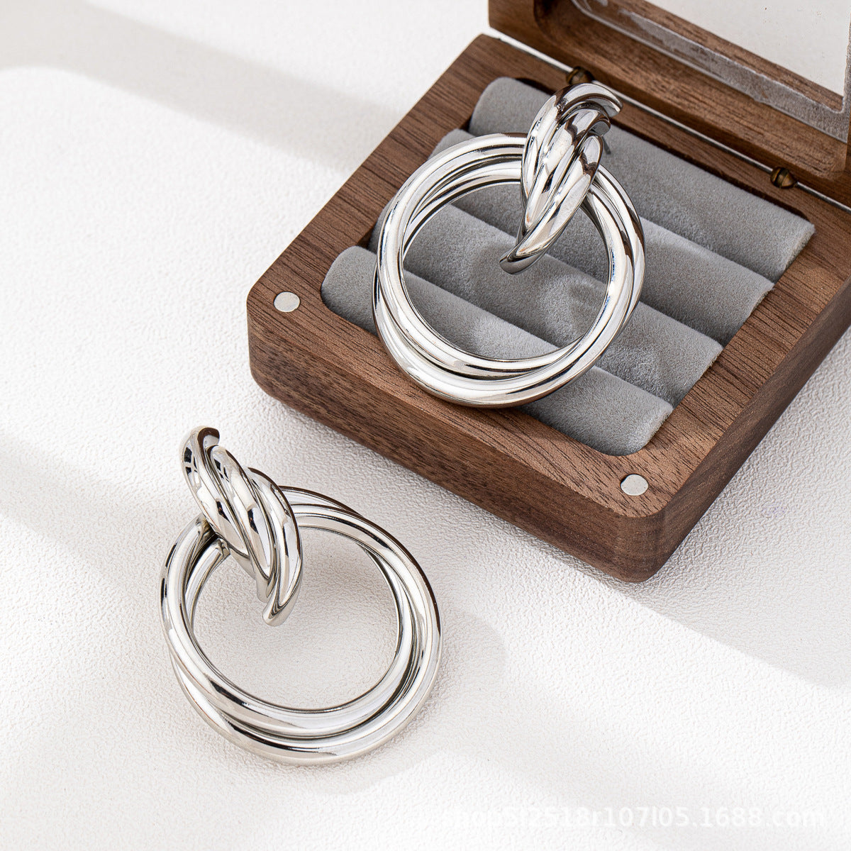Geometric Punk Earrings For Women In Silver Featuring Iron Ear Pins