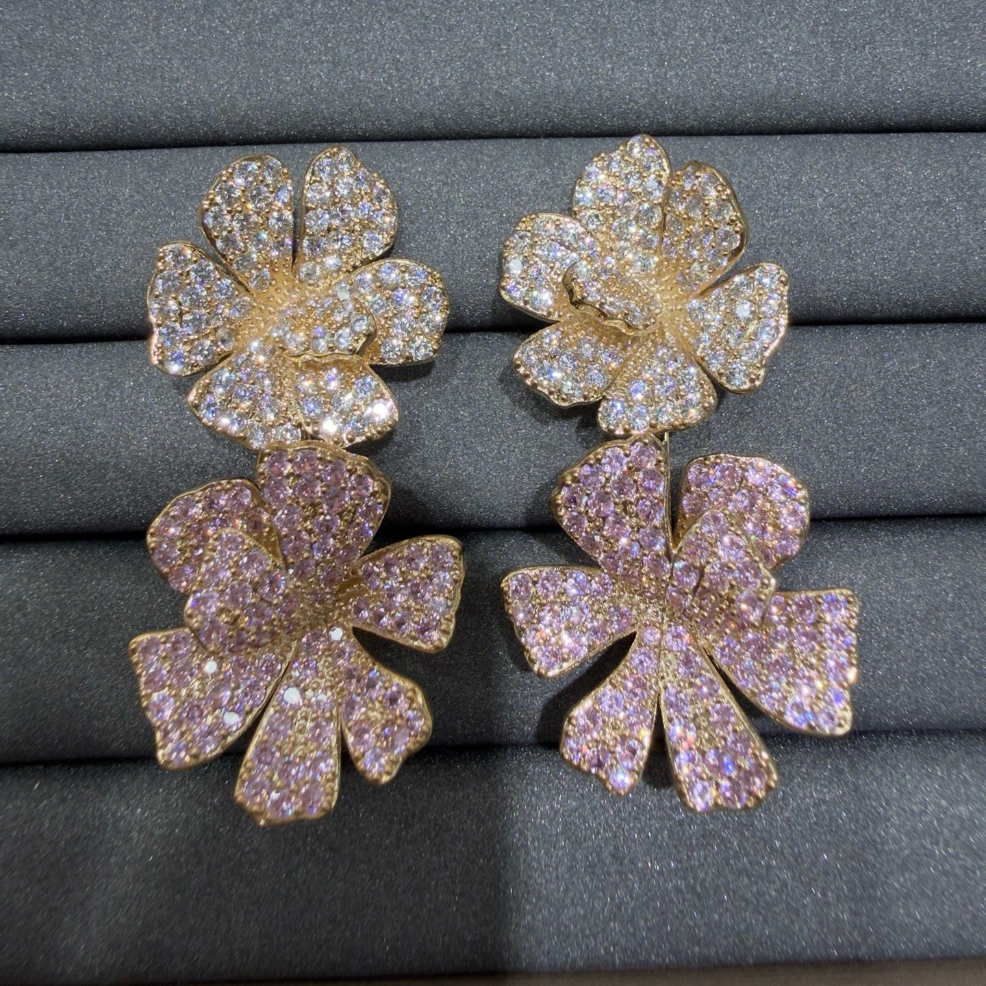 Gold Flowers Earrings For Women With Electroplated Finish And 925 Sterling Silver Ear Pins