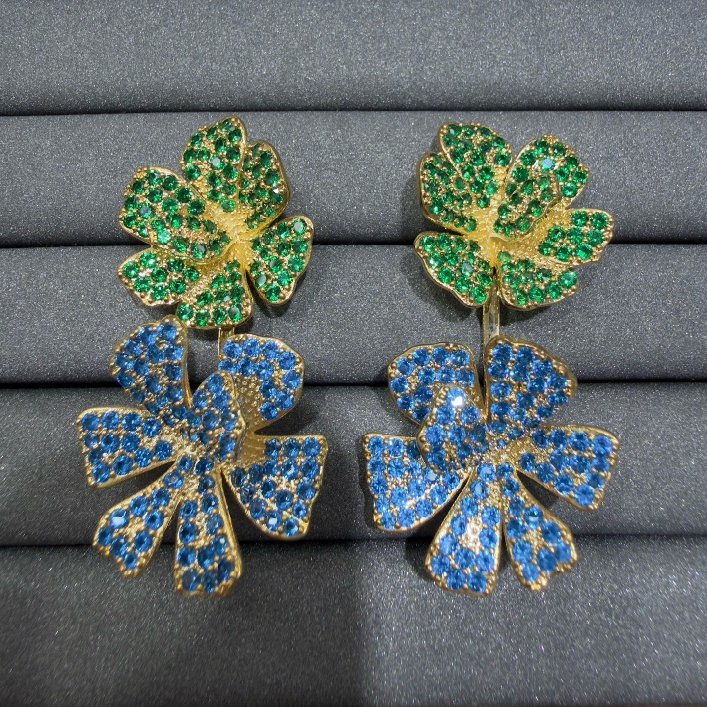 Gold Flowers Earrings For Women With Electroplated Finish And 925 Sterling Silver Ear Pins