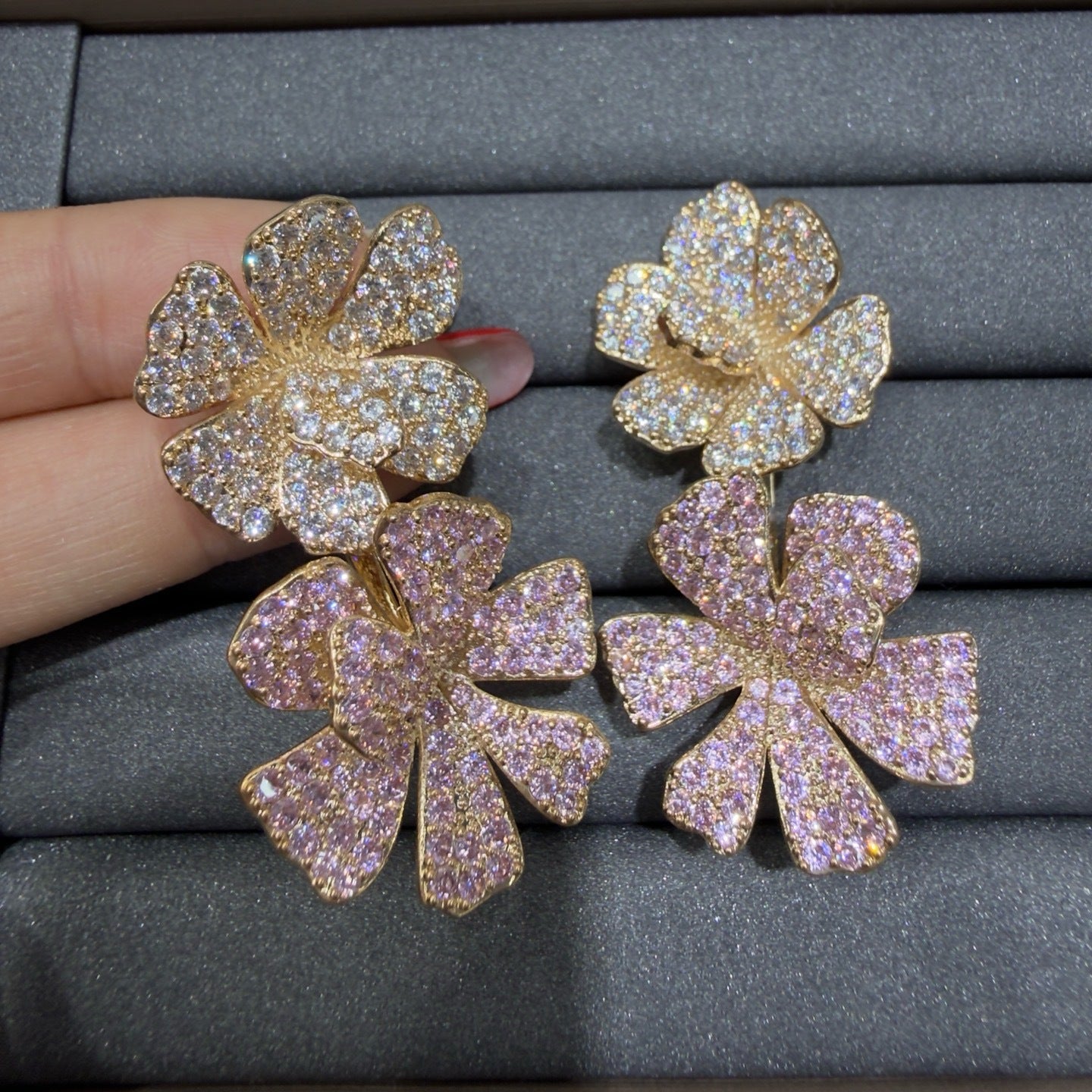 Gold Flowers Earrings For Women With Electroplated Finish And 925 Sterling Silver Ear Pins