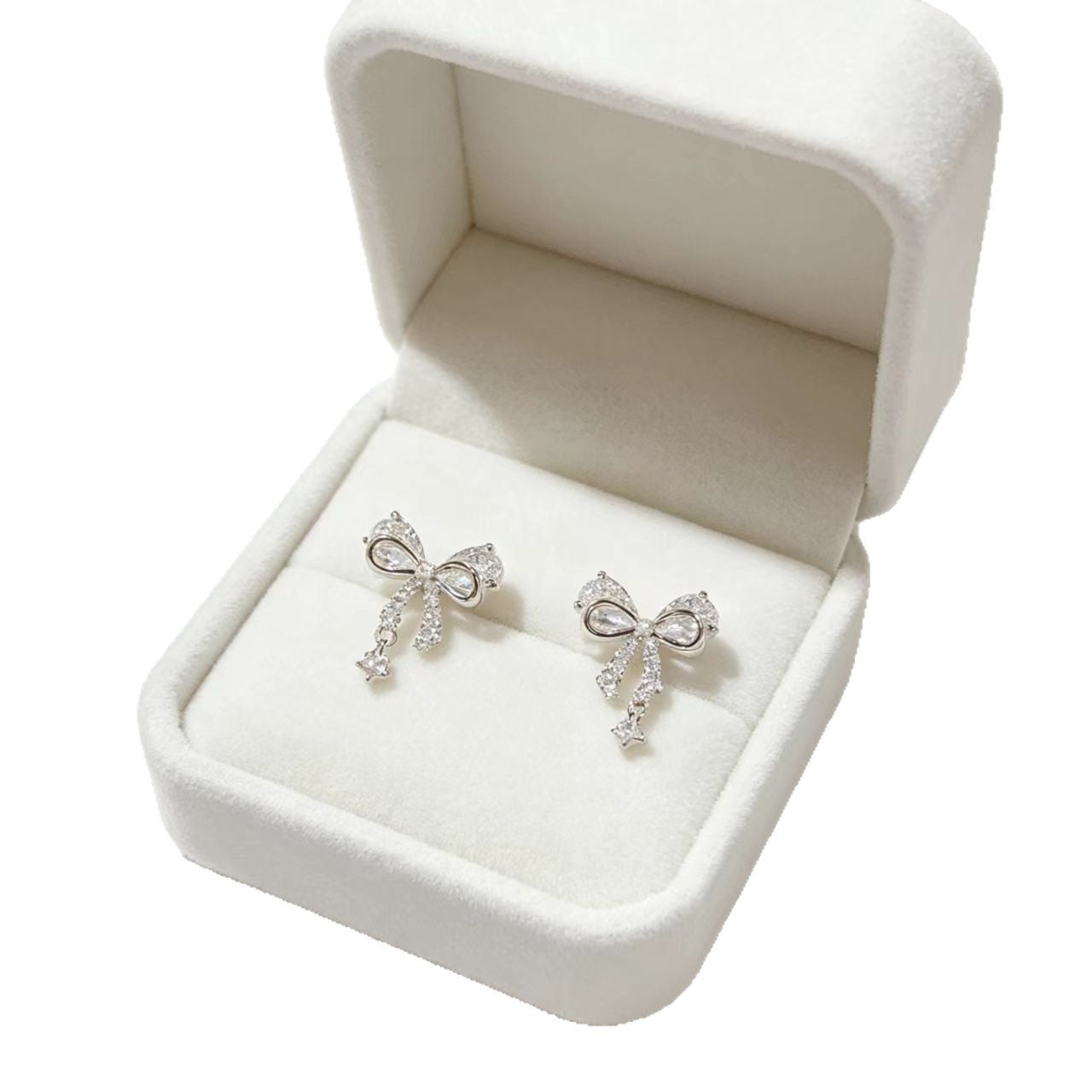 New Style Bow Tie Stud Earrings For Women With Copper, Real Gold Plated Finish, Zircon Inlay, 925 Sterling Silver Posts