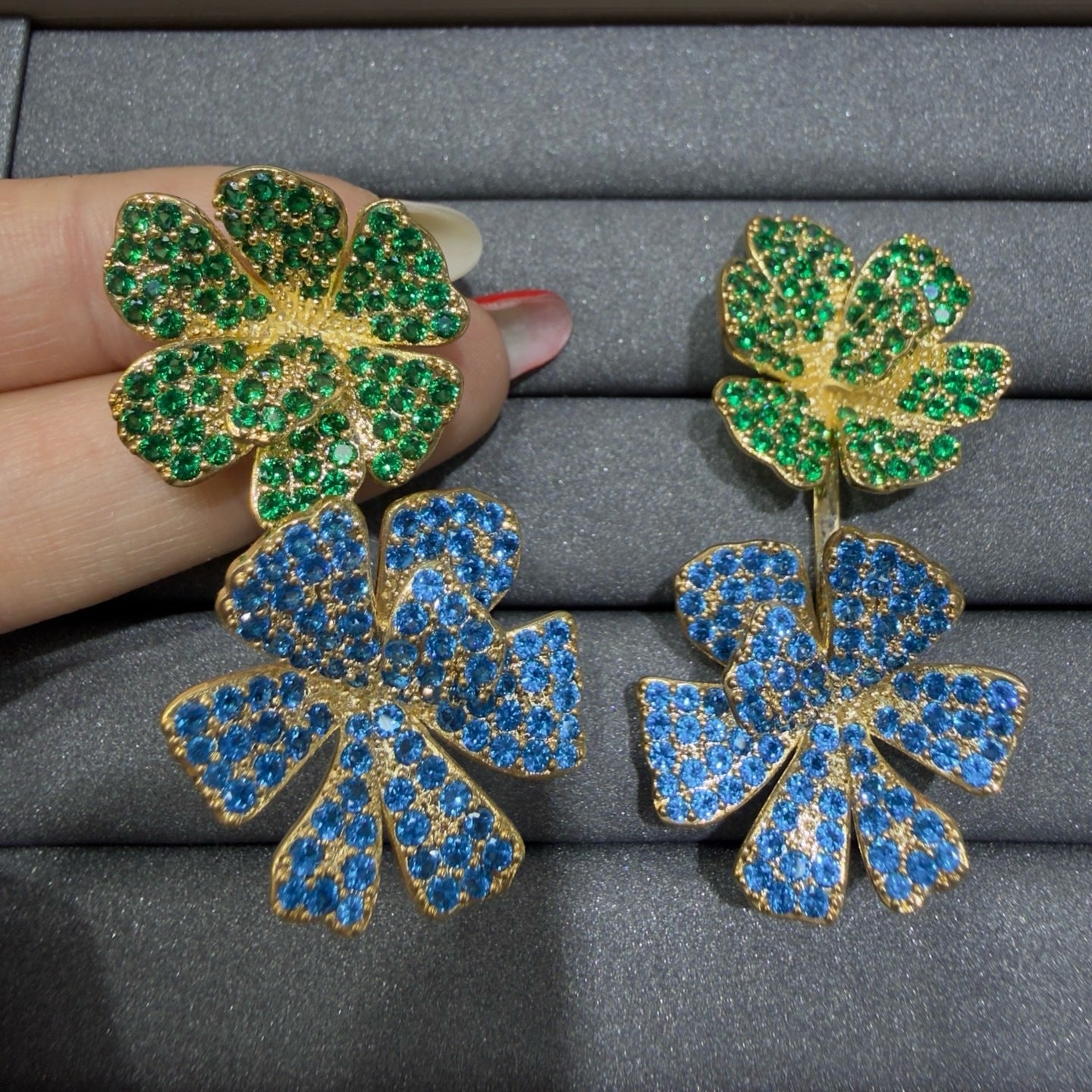 Gold Flowers Earrings For Women With Electroplated Finish And 925 Sterling Silver Ear Pins