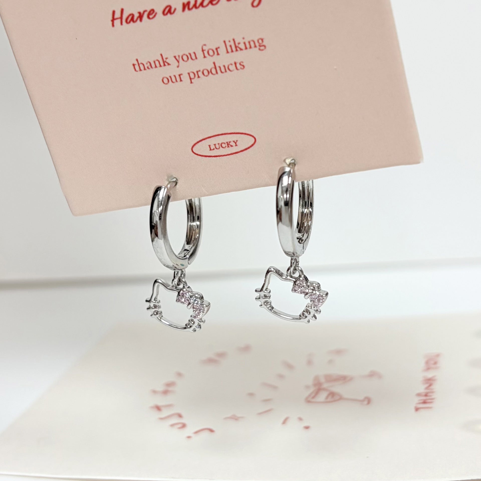 Cute Cat Ear Cartilage Rings & Studs For Women In Silver Copper Alloy Stud Earrings