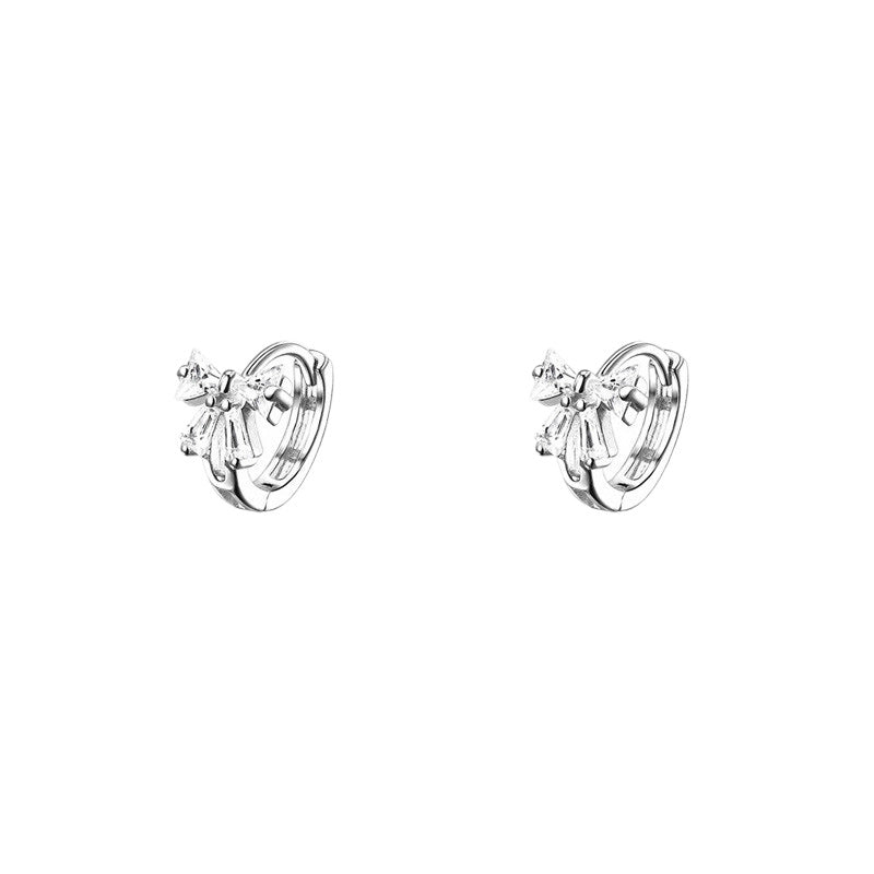 Bow Tie Earrings For Women With Copper Ear Pins And Electroplated Gold Plating Featuring Rhinestone Inlay