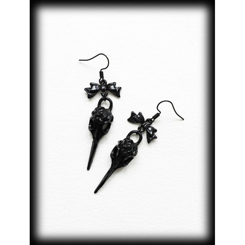 Crow Earrings For Unisex Featuring Silver Alloy With Titanium Alloy Ear Pins In Gothic Style