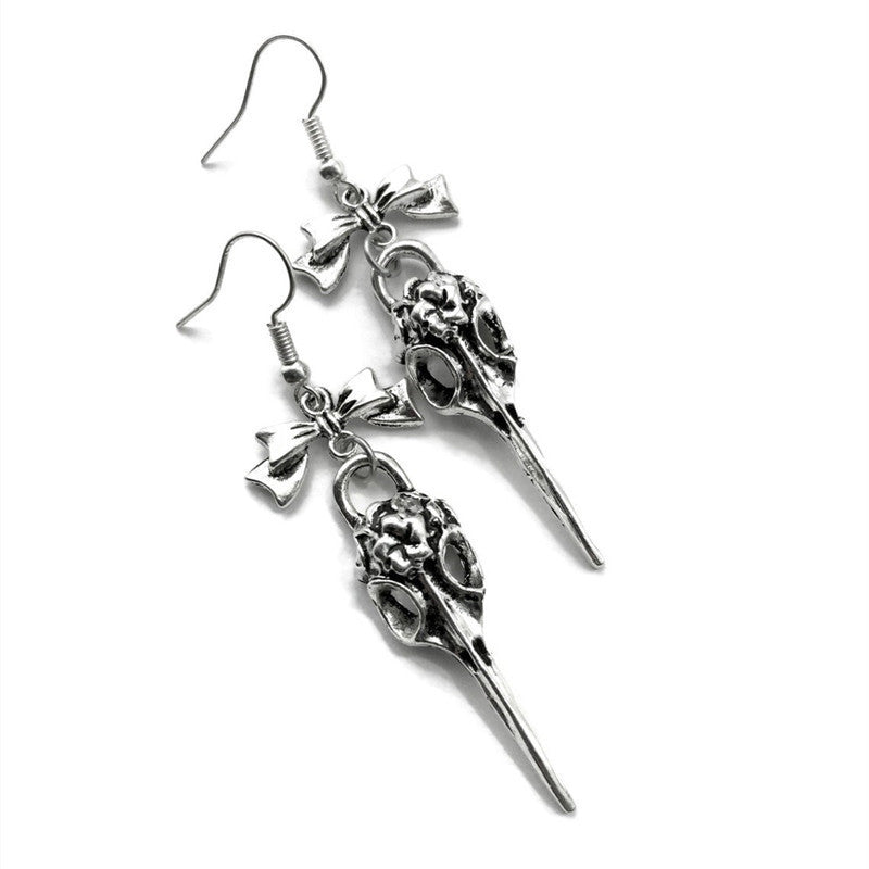 Crow Earrings For Unisex Featuring Silver Alloy With Titanium Alloy Ear Pins In Gothic Style