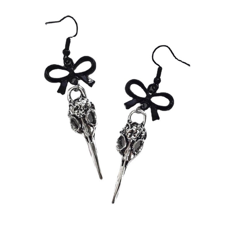 Crow Earrings For Unisex Featuring Silver Alloy With Titanium Alloy Ear Pins In Gothic Style
