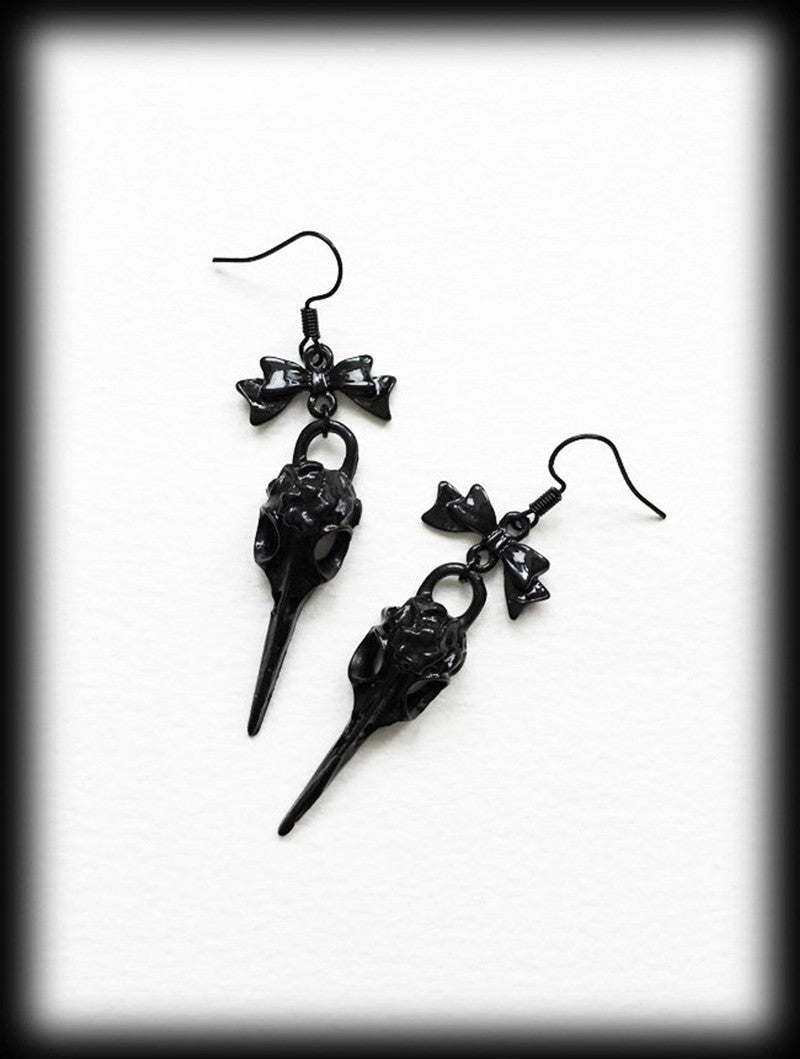 Crow Earrings For Unisex Featuring Silver Alloy With Titanium Alloy Ear Pins In Gothic Style