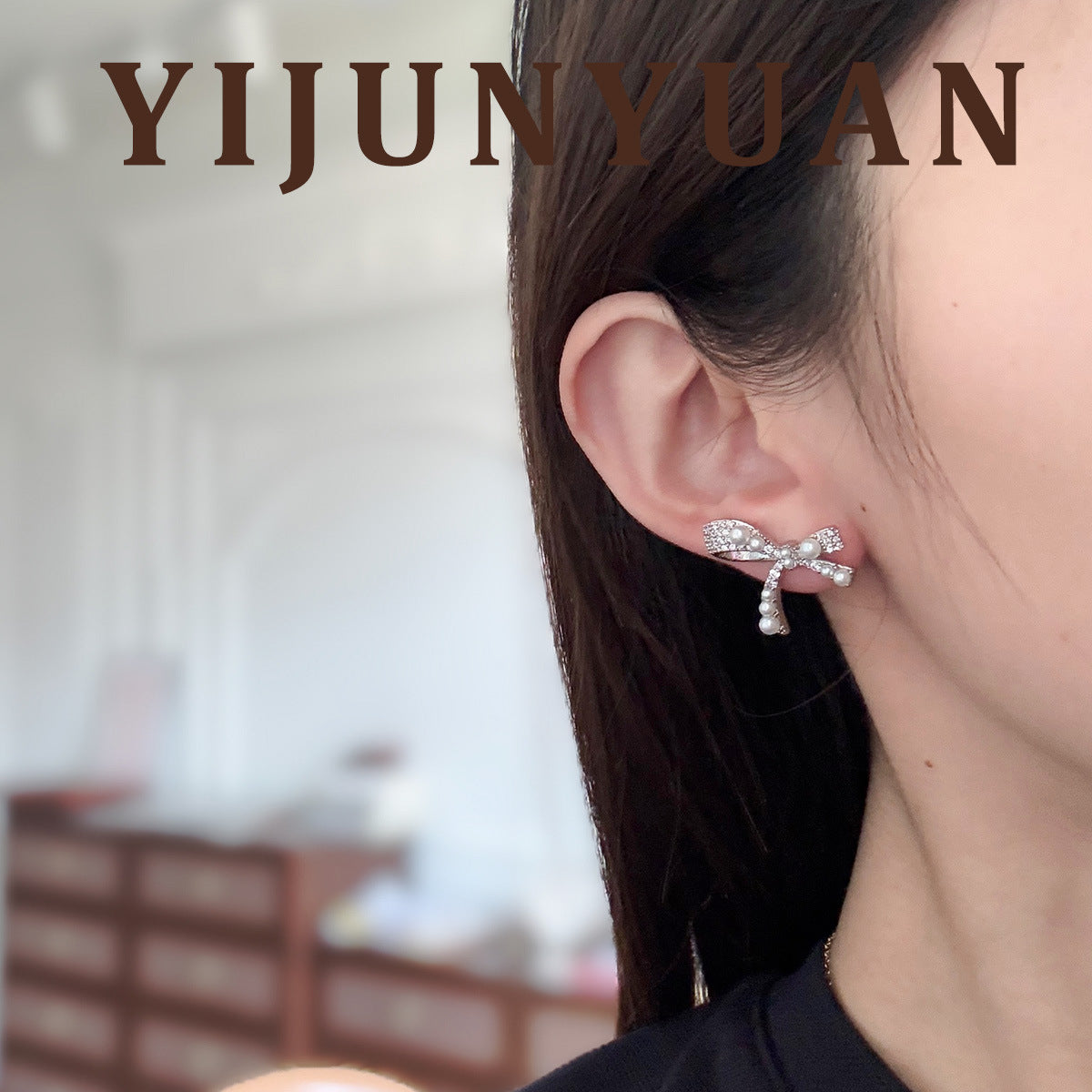 Gold Bow Tie Earrings For Women Featuring Copper With 925 Sterling Silver Ear Pins And Artificial Pearl Inlay