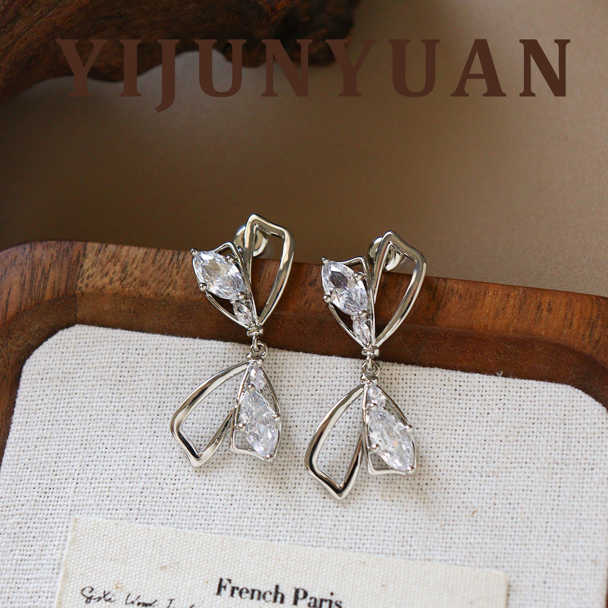 Gold Bow Tie Earrings For Women Featuring Copper Material And 925 Sterling Silver Ear Pins With Zircon Inlay