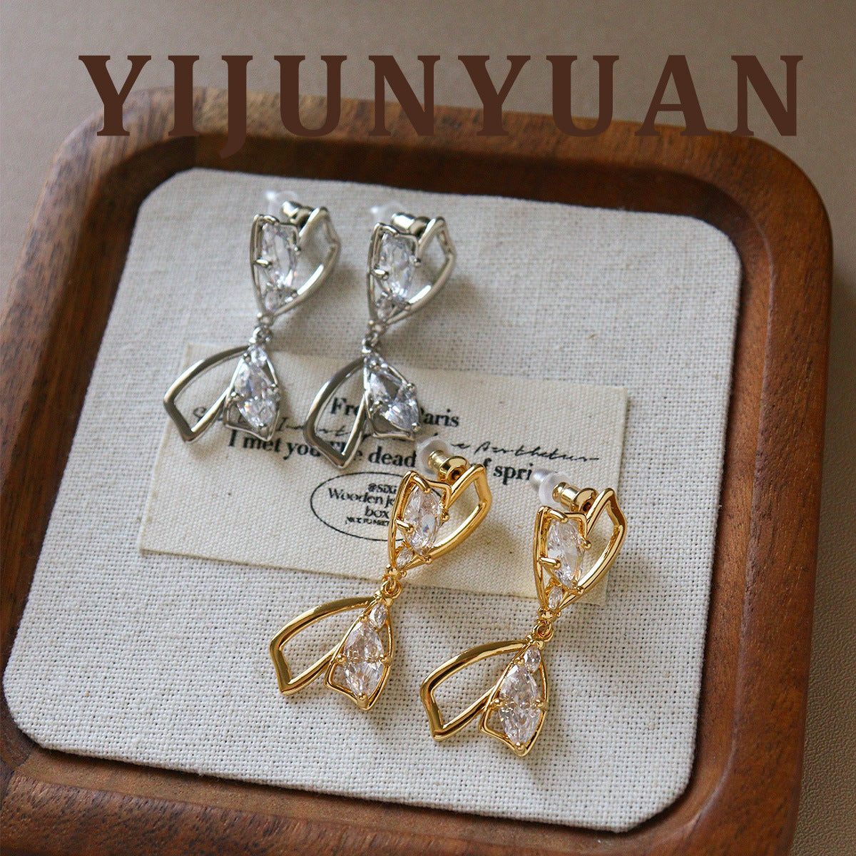 Gold Bow Tie Earrings For Women Featuring Copper Material And 925 Sterling Silver Ear Pins With Zircon Inlay