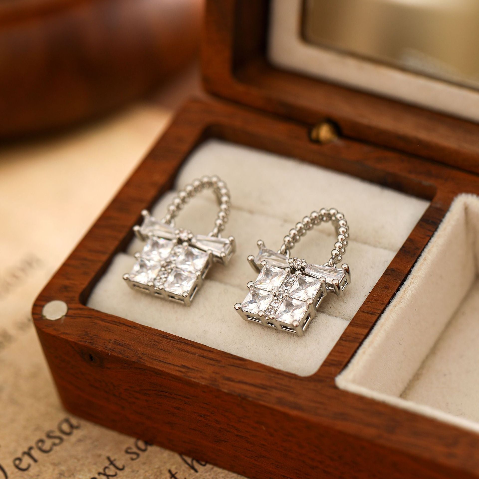Gold Bow Tie Earrings For Women In Copper With Zircon Inlay