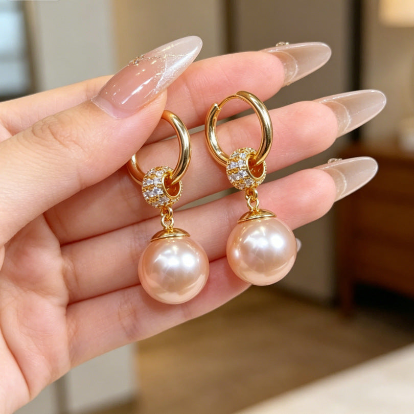 Heart Shape Tassel Earrings For Women With Copper Studs, Electroplated Alloy And Artificial Pearl Inlay