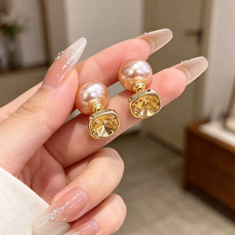 Heart Shape Tassel Earrings For Women With Copper Studs, Electroplated Alloy And Artificial Pearl Inlay
