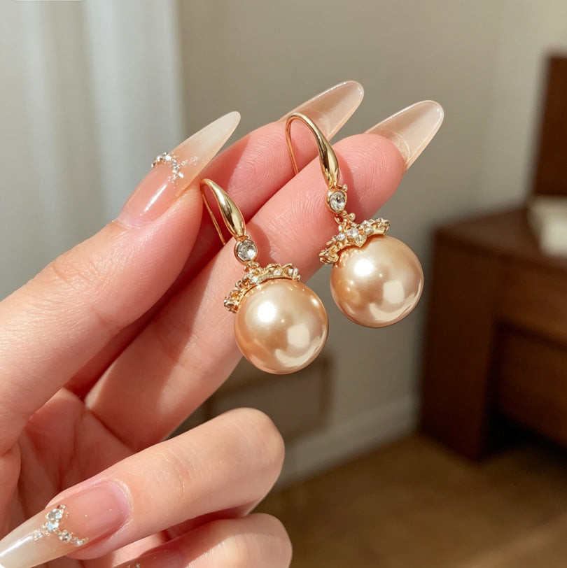 Heart Shape Tassel Earrings For Women With Copper Studs, Electroplated Alloy And Artificial Pearl Inlay