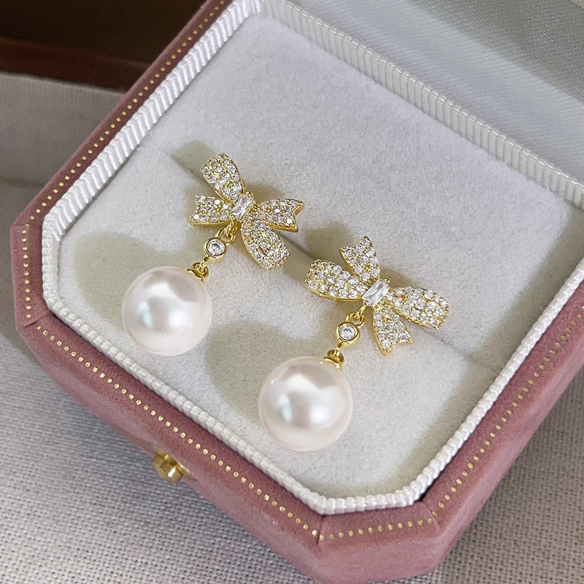 Luxurious Bow Tie Drop Earrings For Women With Zircon Inlay, Featuring 925 Sterling Silver Studs