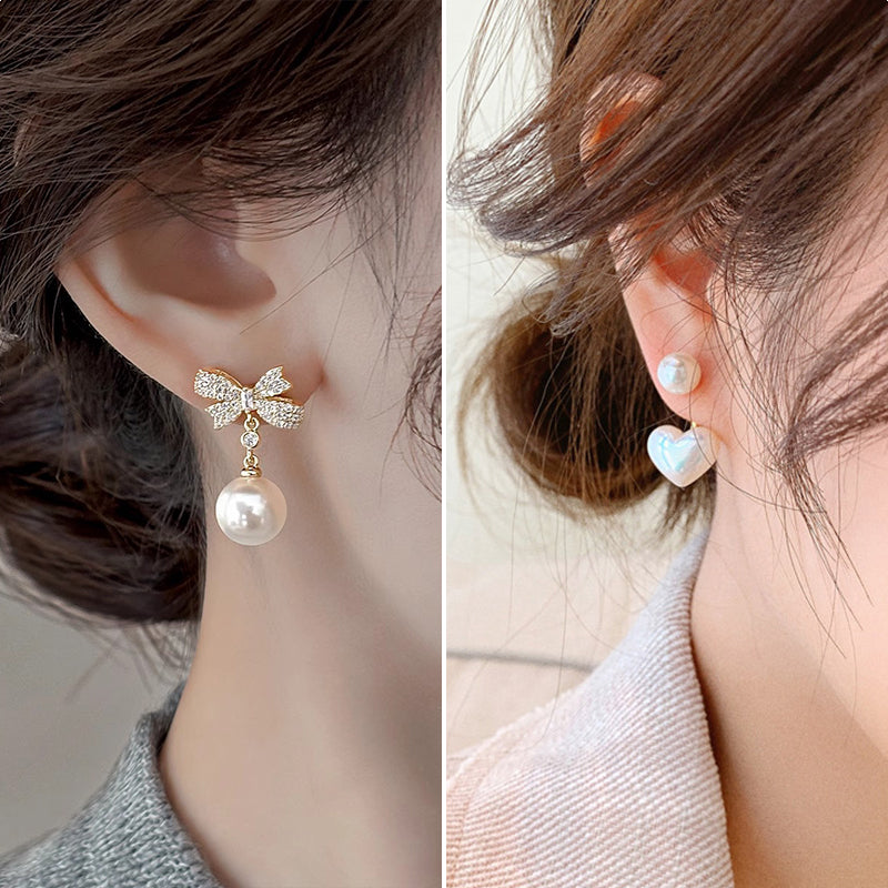 Luxurious Bow Tie Drop Earrings For Women With Zircon Inlay, Featuring 925 Sterling Silver Studs
