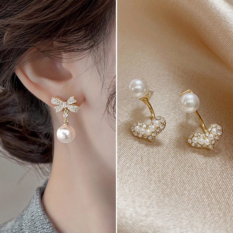 Luxurious Bow Tie Drop Earrings For Women With Zircon Inlay, Featuring 925 Sterling Silver Studs