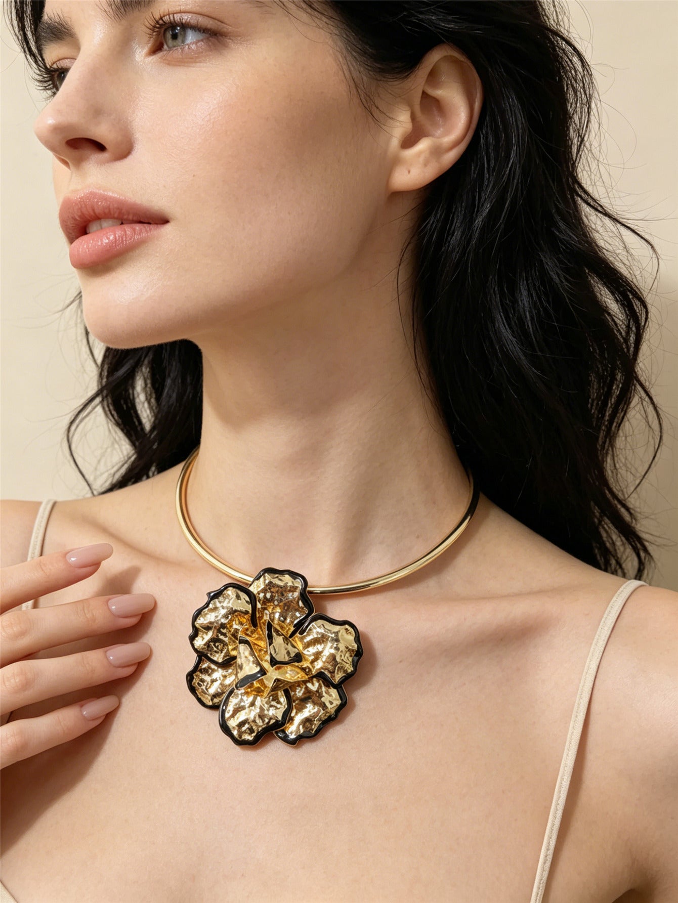 Bohemian Women’s Jewelry Set Featuring Asymmetrical Flowers Design, Golden Plated Iron With 0.03µm Thickness