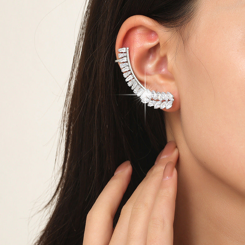 Butterfly Earrings For Women In Silver Featuring Copper Ear Pins And Zircon Inlay