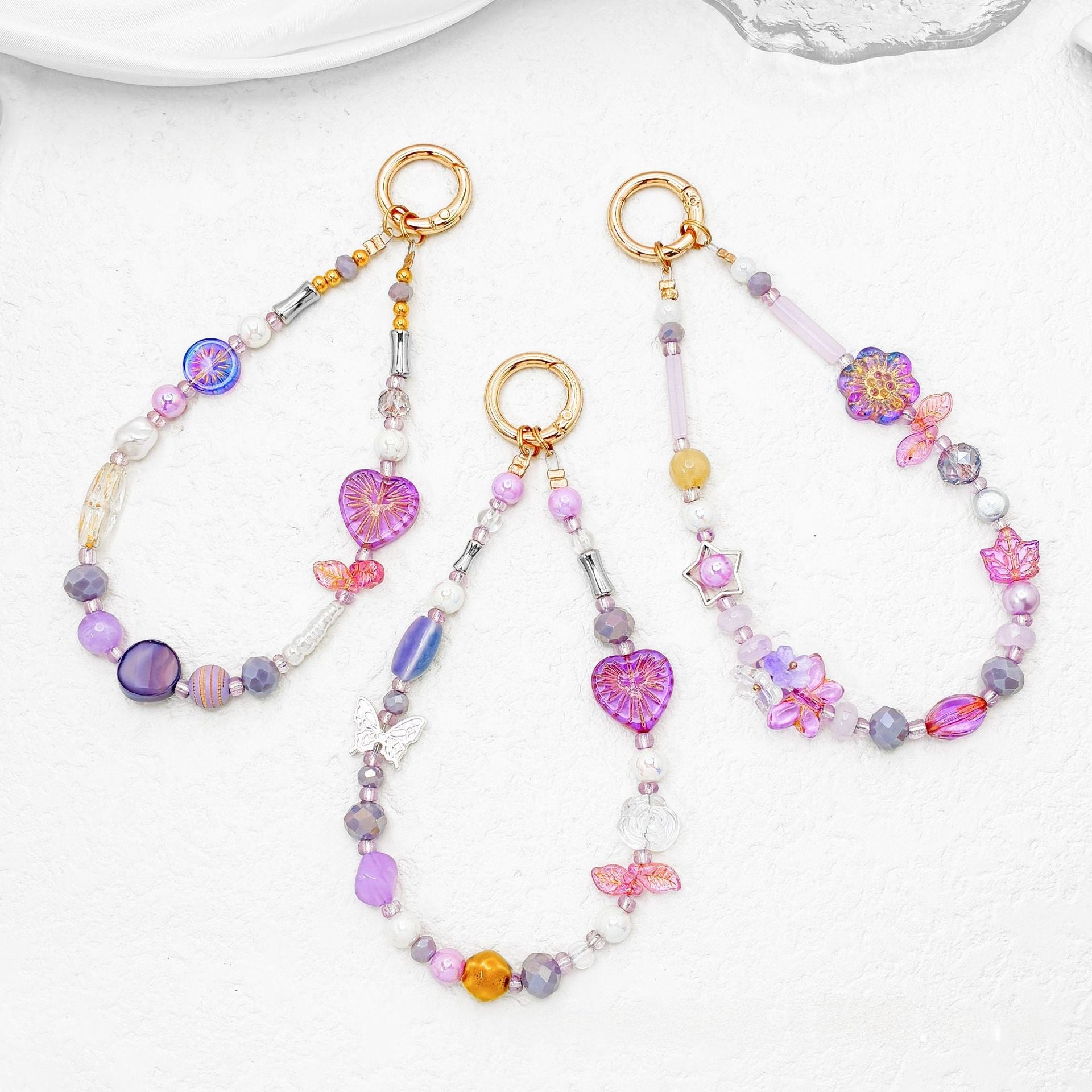 Lucky Heart Pendant Handmade With Beaded Chain, Original Design Jewelry Accessories In Plastic