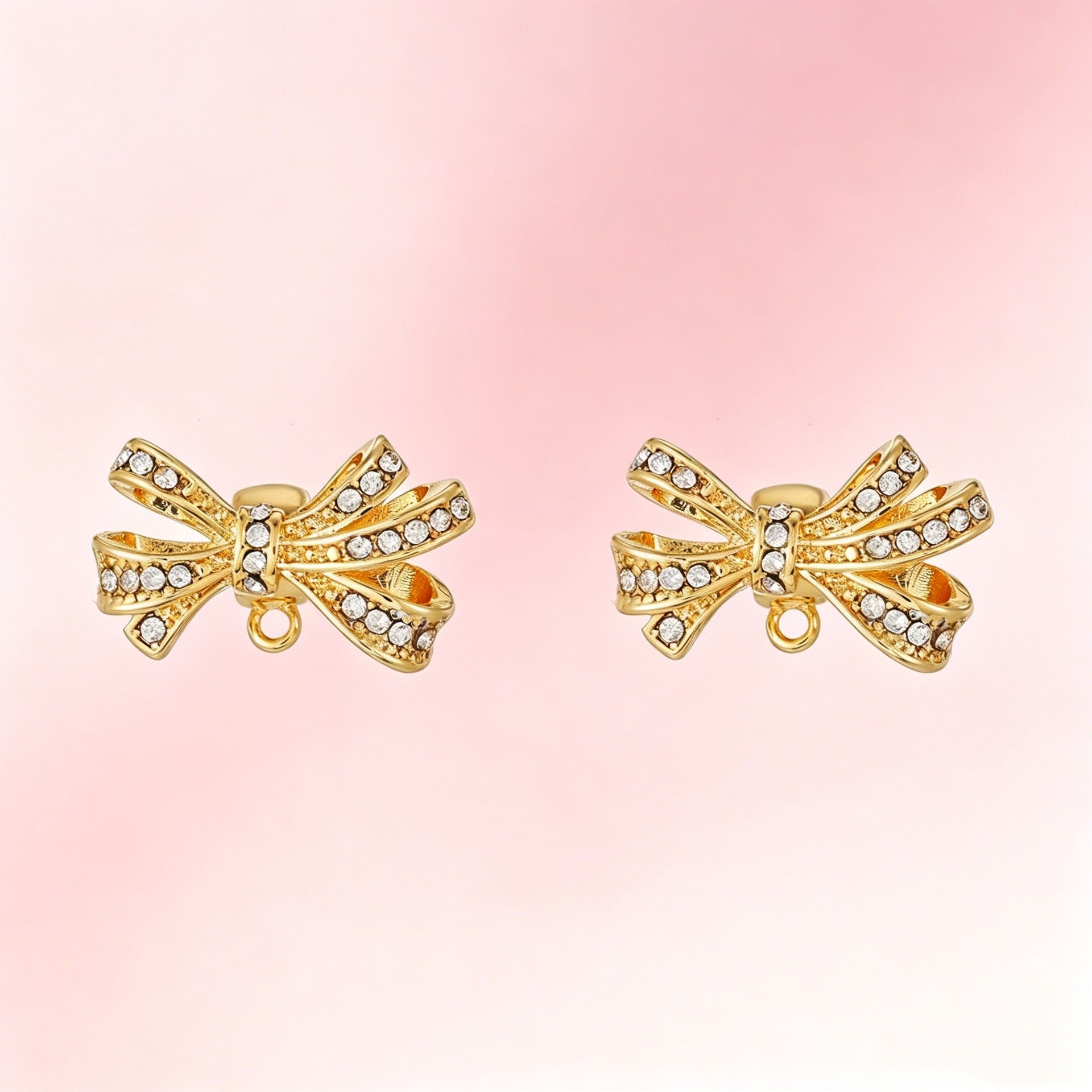 Gold Bow Tie Clip Earrings For Women Featuring Rhinestones And Zinc Alloy Ear Pins