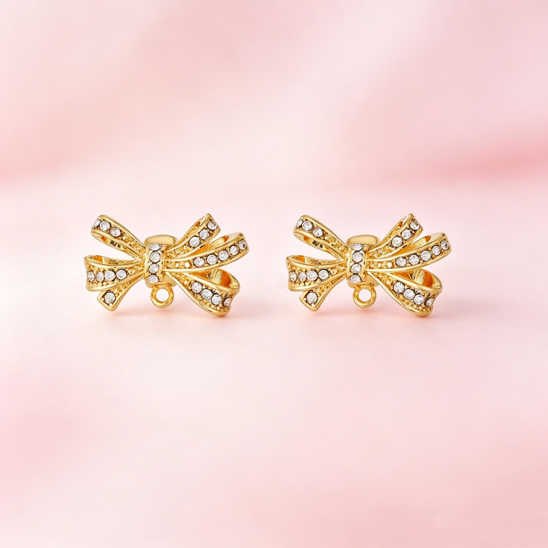 Gold Bow Tie Clip Earrings For Women Featuring Rhinestones And Zinc Alloy Ear Pins