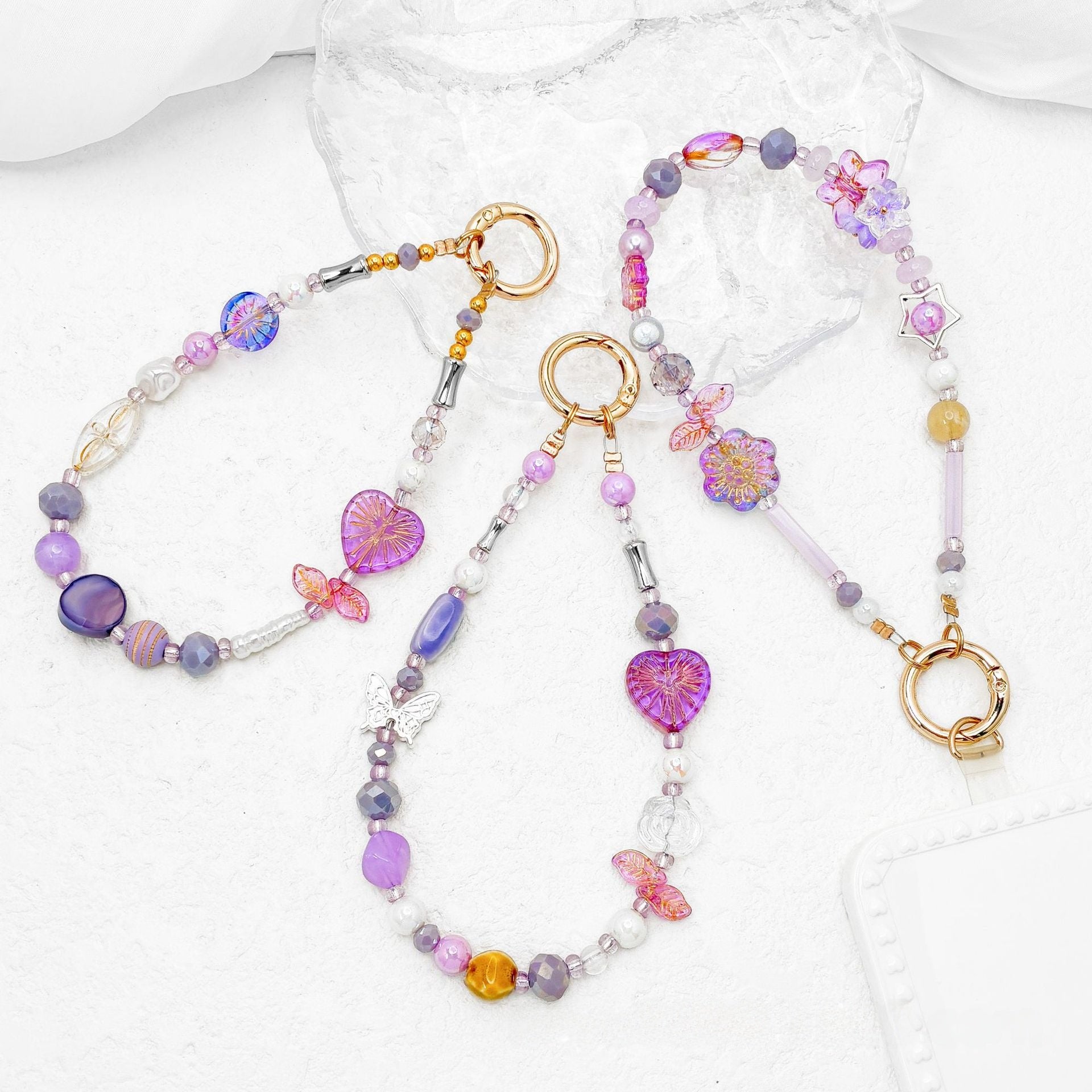 Lucky Heart Pendant Handmade With Beaded Chain, Original Design Jewelry Accessories In Plastic