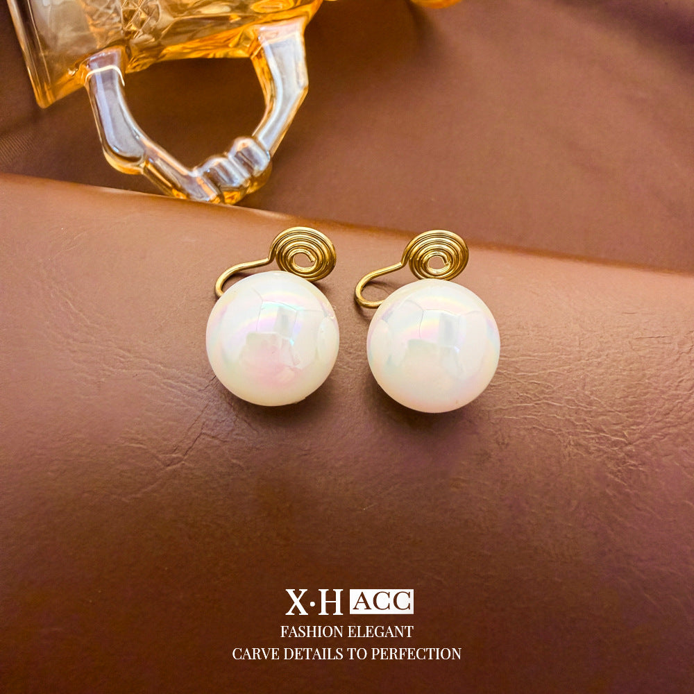 Elegant Heart Shape Clip Earrings For Women In Gold Alloy With Electroplated Finish And Artificial Pearl Inlay